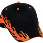 Pre-designed-cap-with-flames-brim-to-back