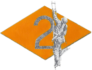 image of U.S. Army infantryman scaling cliff against 2nd Ranger unit logo