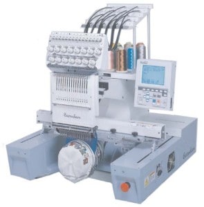 image of Barudan embroidery machine showing limits of width and depth