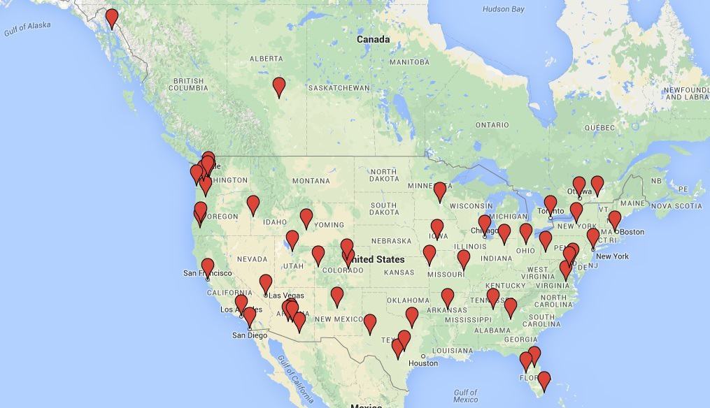 Map of client locations, including San Francisco, Phoenix, Albuquerque, Bellevue