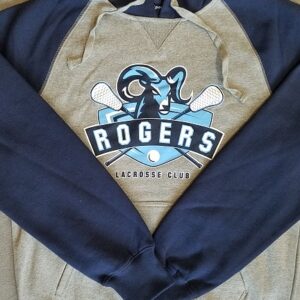 Image of screen printed two-tone raglan hoodie - Rogers Lax