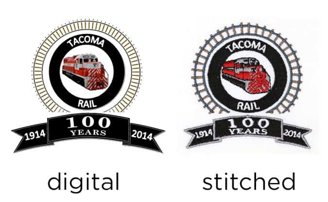 side-by-side images of embroidered logo vs original art | Lockbourne