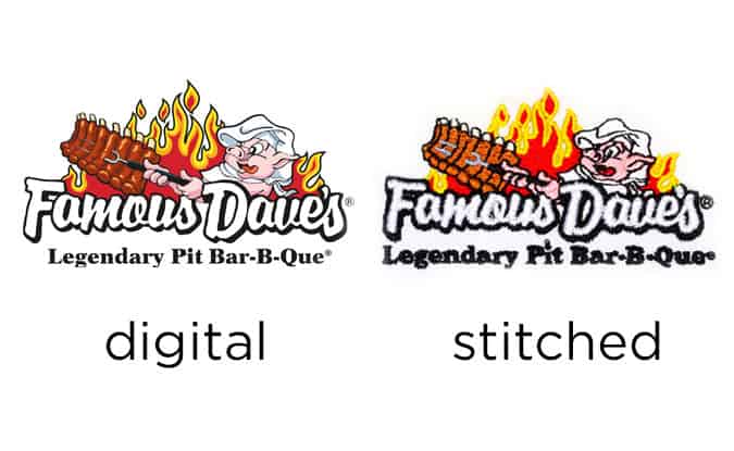 comparison of digital art vs stitched logo wear | STL